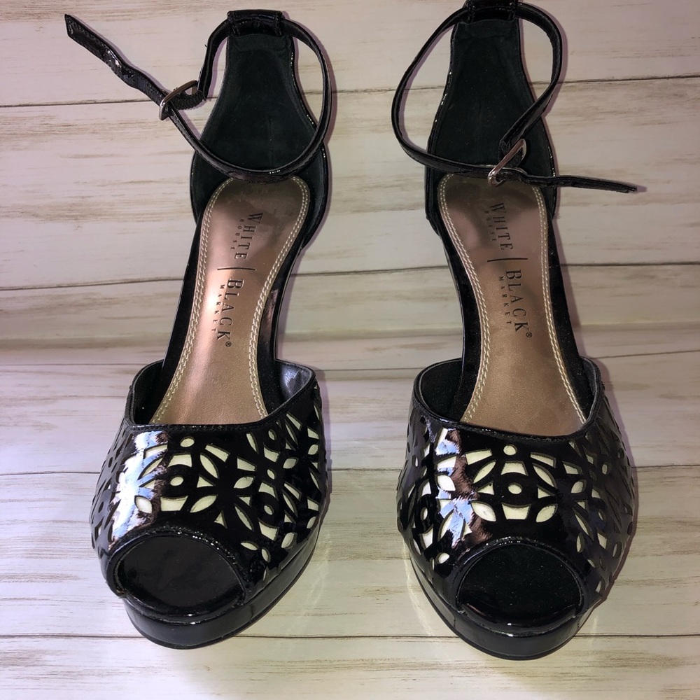 White House Black Market Black and White Heels